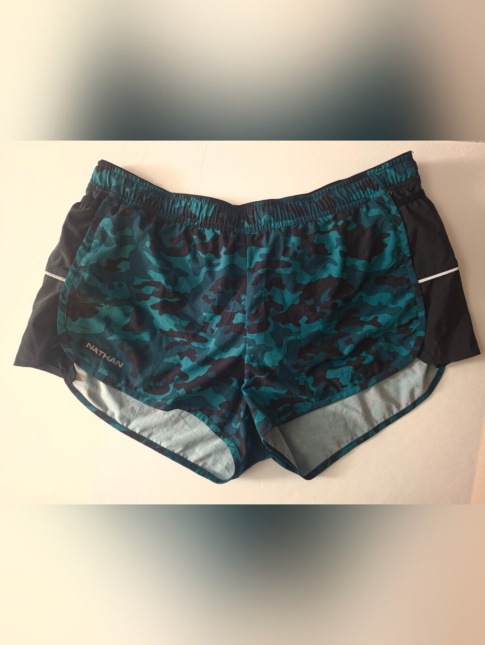 Natan Teal and Black Camo Athletic Shorts